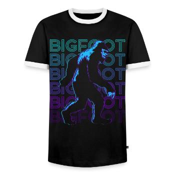 Bigfoot Sasquatch Retro Gift - Men's Ringer Shirt - black/white - Front - AI Model Female 172 light (172cm) & AI Model Male 178 light (178cm)