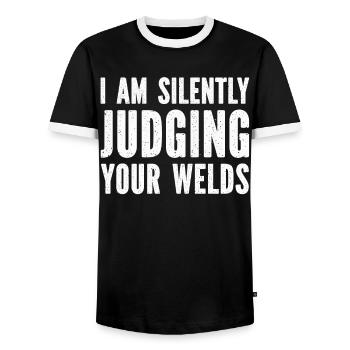 Lustiger Schweißer Schweißer Geschenk - Männer Kontrast-T-Shirt - Schwarz/Weiß - Vorne - AI Model Female 172 light (172cm) & AI Model Male 178 light (178cm)
