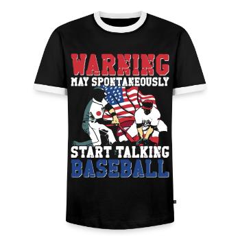 Baseball Fan Vintage American Flag - Männer Kontrast-T-Shirt - Schwarz/Weiß - Vorne - AI Model Female 172 light (172cm) & AI Model Male 178 light (178cm)