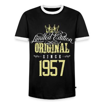 Édition limitée 1957 - T-shirt contrasté Homme - noir/blanc - Devant - AI Model Female 172 light (172cm) & AI Model Male 178 light (178cm)