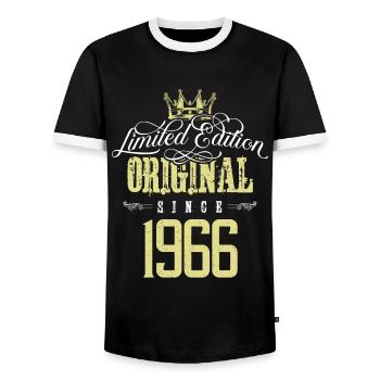 1966 limited edition - Männer Kontrast-T-Shirt - Schwarz/Weiß - Vorne - AI Model Female 172 light (172cm) & AI Model Male 178 light (178cm)
