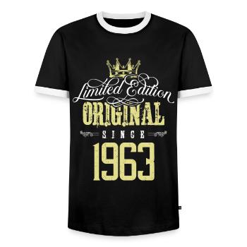 Édition limitée 1963 - T-shirt contrasté Homme - noir/blanc - Devant - AI Model Female 172 light (172cm) & AI Model Male 178 light (178cm)