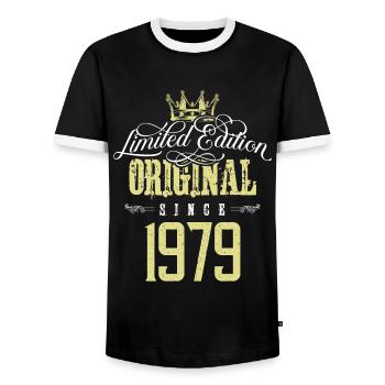 1979 limited edition - Männer Kontrast-T-Shirt - Schwarz/Weiß - Vorne - AI Model Female 172 light (172cm) & AI Model Male 178 light (178cm)