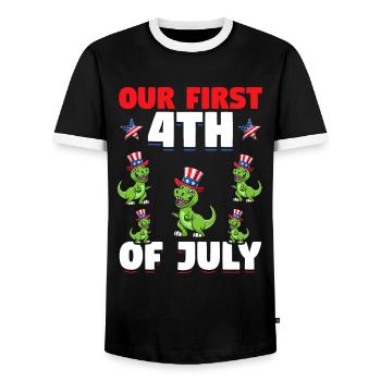 Patriotic Dino Patriotic Dinosaur Our First 4th Of - Männer Kontrast-T-Shirt - Schwarz/Weiß - Vorne - AI Model Female 172 light (172cm) & AI Model Male 178 light (178cm)