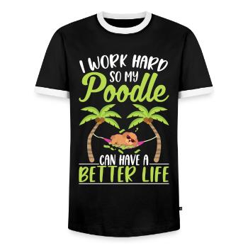 Funny Poodle Owner Dog Poodle Lover - Men's Ringer Shirt - black/white - Front - AI Model Female 172 light (172cm) & AI Model Male 178 light (178cm)