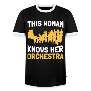 Orchestra Classical Concert Classical Music - Men's Ringer Shirt - black/white - Front - AI Model Female 172 light (172cm) & AI Model Male 178 light (178cm)