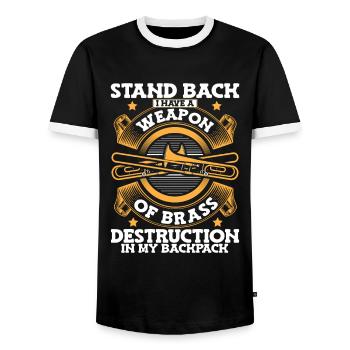 Trombone - Men's Ringer Shirt - black/white - Front - AI Model Female 172 light (172cm) & AI Model Male 178 light (178cm)