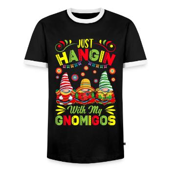 Mexican Dwarfs Cinco De Mayo Party - Men's Ringer Shirt - black/white - Front - AI Model Female 172 light (172cm) & AI Model Male 178 light (178cm)