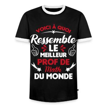 Voici Le meilleur Prof de Math du monde - T-shirt contrasté Homme - noir/blanc - Devant - AI Model Female 172 light (172cm) & AI Model Male 178 light (178cm)