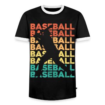 Baseball Fan Retro Vintage Batter - Männer Kontrast-T-Shirt - Schwarz/Weiß - Vorne - AI Model Female 172 light (172cm) & AI Model Male 178 light (178cm)