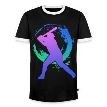 Baseball Fan Retro Vintage 80s 90s - Männer Kontrast-T-Shirt - Schwarz/Weiß - Vorne - AI Model Female 172 light (172cm) & AI Model Male 178 light (178cm)