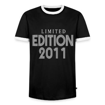 Limited Edition 2011 - Männer Kontrast-T-Shirt - Schwarz/Weiß - Vorne - AI Model Female 172 light (172cm) & AI Model Male 178 light (178cm)
