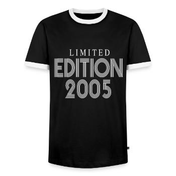 Limited Edition 2005 - Männer Kontrast-T-Shirt - Schwarz/Weiß - Vorne - AI Model Female 172 light (172cm) & AI Model Male 178 light (178cm)