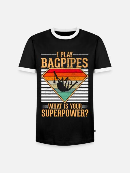 Bagpipe Musician Funny Bagpiper - Men's Ringer Shirt - black/white