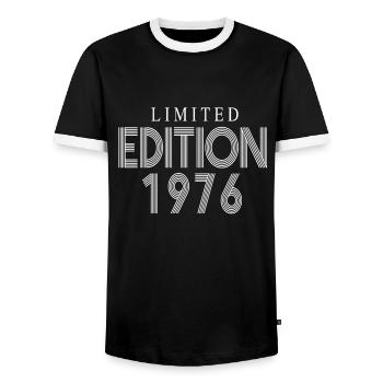 Édition limitée 1976 - T-shirt contrasté Homme - noir/blanc - Devant - AI Model Female 172 light (172cm) & AI Model Male 178 light (178cm)