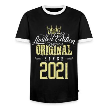 2021 limited edition - Männer Kontrast-T-Shirt - Schwarz/Weiß - Vorne - AI Model Female 172 light (172cm) & AI Model Male 178 light (178cm)