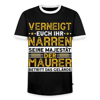 Verneigt Euch Ihr Narren Seine Majestät Der Maurer - Männer Kontrast-T-Shirt - Schwarz/Weiß - Vorne - AI Model Female 172 light (172cm) & AI Model Male 178 light (178cm)