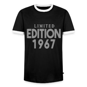 Limited Edition 1967 - Men's Ringer Shirt - black/white - Front - AI Model Female 172 light (172cm) & AI Model Male 178 light (178cm)