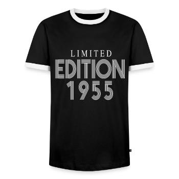Édition limitée 1955 - T-shirt contrasté Homme - noir/blanc - Devant - AI Model Female 172 light (172cm) & AI Model Male 178 light (178cm)