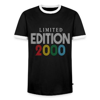 Limited Edition 2000 - Men's Ringer Shirt - black/white - Front - AI Model Female 172 light (172cm) & AI Model Male 178 light (178cm)