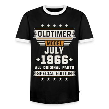 Oldtimer Juli 1966 Geburtstag Geschenk - Männer Kontrast-T-Shirt - Schwarz/Weiß - Vorne - AI Model Female 172 light (172cm) & AI Model Male 178 light (178cm)