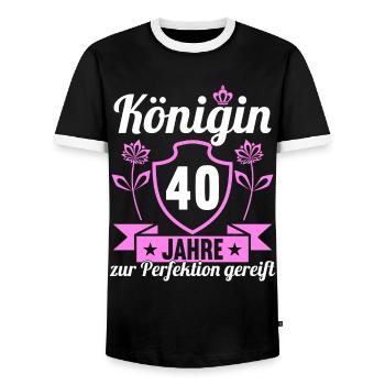 40. Geburtstag 40 Jahre Perfektion Königin - Männer Kontrast-T-Shirt - Schwarz/Weiß - Vorne - AI Model Female 172 light (172cm) & AI Model Male 178 light (178cm)