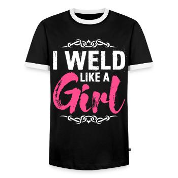Drôle de soudeur Cadeau de soudeur - T-shirt contrasté Homme - noir/blanc - Devant - AI Model Female 172 light (172cm) & AI Model Male 178 light (178cm)