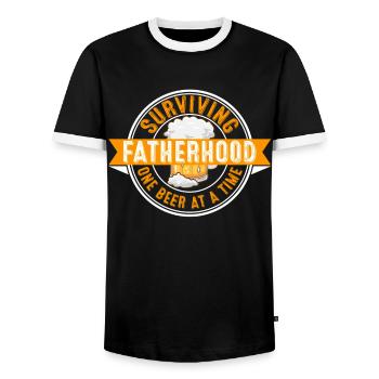 Survivre à la paternité une bière à la fois - T-shirt contrasté Homme - noir/blanc - Devant - AI Model Female 172 light (172cm) & AI Model Male 178 light (178cm)