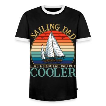 Voile Papa Rétro Coucher de Soleil - T-shirt contrasté Homme - noir/blanc - Devant - AI Model Female 172 light (172cm) & AI Model Male 178 light (178cm)