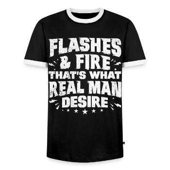 Funny Welder Welder Gift - Men's Ringer Shirt - black/white - Front - AI Model Female 172 light (172cm) & AI Model Male 178 light (178cm)