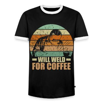 Funny Welder Coffee Welding Retro Gift - Men's Ringer Shirt - black/white - Front - AI Model Female 172 light (172cm) & AI Model Male 178 light (178cm)