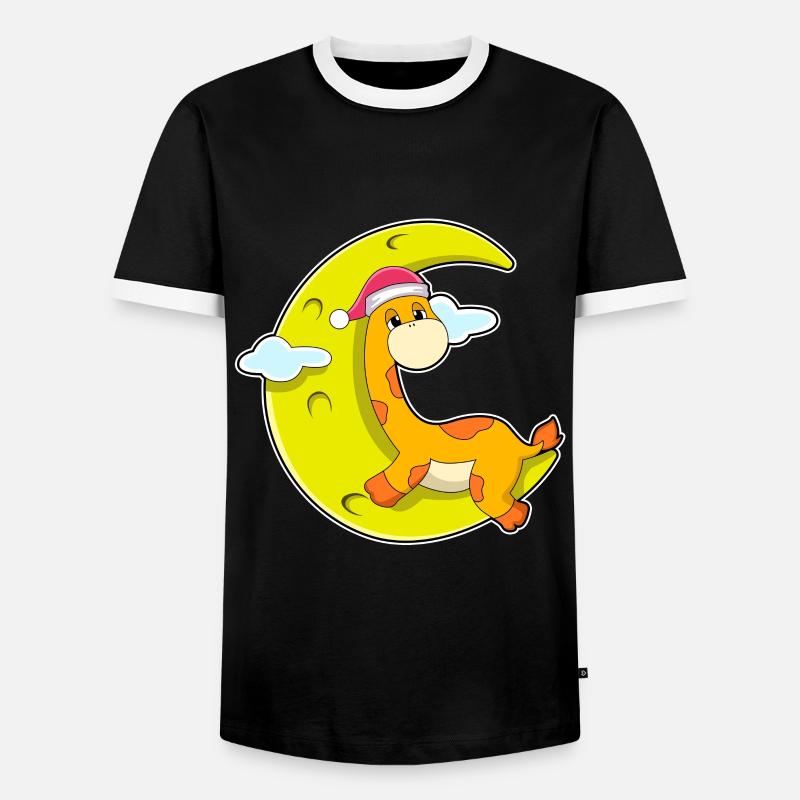 Giraffe sleeping with moon - Men's Ringer Shirt - black/white