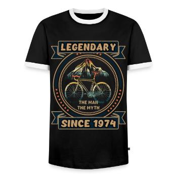 Bicycle 1974 Cycling Road Bike Cyclist Birthday - Men's Ringer Shirt - black/white - Front - AI Model Female 172 light (172cm) & AI Model Male 178 light (178cm)