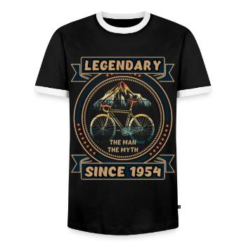Bicycle 1954 Cycling Road Bike Cyclist Birthday - Men's Ringer Shirt - black/white - Front - AI Model Female 172 light (172cm) & AI Model Male 178 light (178cm)