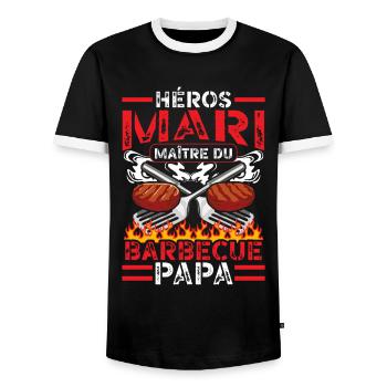 Held Ehemann Barbecue Master Dad BBQ Vater - Männer Kontrast-T-Shirt - Schwarz/Weiß - Vorne - AI Model Female 172 light (172cm) & AI Model Male 178 light (178cm)