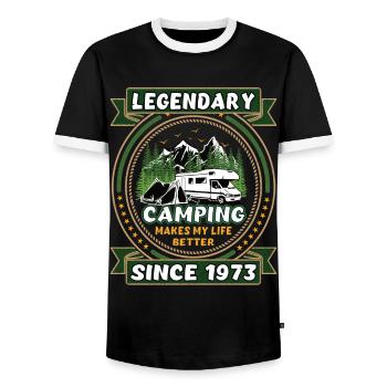 Legendär seit 1973 Camping Geschenk Geburtsjahr - Männer Kontrast-T-Shirt - Schwarz/Weiß - Vorne - AI Model Female 172 light (172cm) & AI Model Male 178 light (178cm)