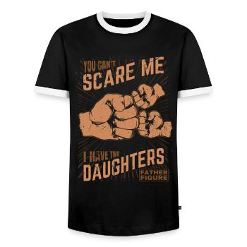 Two Daughters Fist bump Father Figure for Father - Men's Ringer Shirt - black/white - Front - AI Model Female 172 light (172cm) & AI Model Male 178 light (178cm)