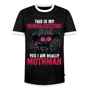 Mottenmann Gift - Men's Ringer Shirt - black/white - Front - AI Model Female 172 light (172cm) & AI Model Male 178 light (178cm)