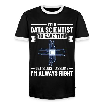 Data Scientist Data Science Science - T-shirt contrasté Homme - noir/blanc - Devant - AI Model Female 172 light (172cm) & AI Model Male 178 light (178cm)