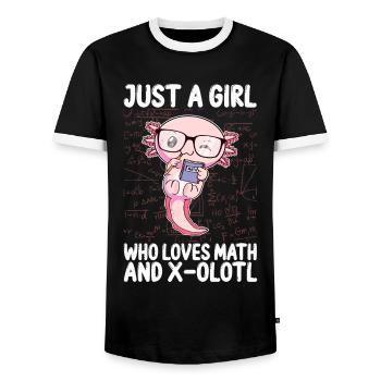 Lustiges Mathe-Kawaii-Axolotl-Geschenk - Männer Kontrast-T-Shirt - Schwarz/Weiß - Vorne - AI Model Female 172 light (172cm) & AI Model Male 178 light (178cm)