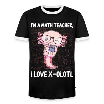 Lustiges Mathe-Kawaii-Axolotl-Geschenk - Männer Kontrast-T-Shirt - Schwarz/Weiß - Vorne - AI Model Female 172 light (172cm) & AI Model Male 178 light (178cm)