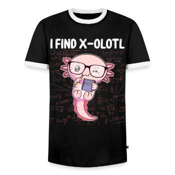 Funny Mathematics Kawaii Axolotl Mathematics Gesch - Men's Ringer Shirt - black/white - Front - AI Model Female 172 light (172cm) & AI Model Male 178 light (178cm)