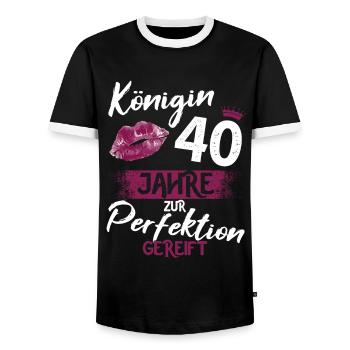 40. Geburtstag 40 Jahre Perfektion Königin - Männer Kontrast-T-Shirt - Schwarz/Weiß - Vorne - AI Model Female 172 light (172cm) & AI Model Male 178 light (178cm)