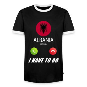 L’Albanie appelle les drapeaux lusiger slogan - T-shirt contrasté Homme - noir/blanc - Devant - AI Model Female 172 light (172cm) & AI Model Male 178 light (178cm)