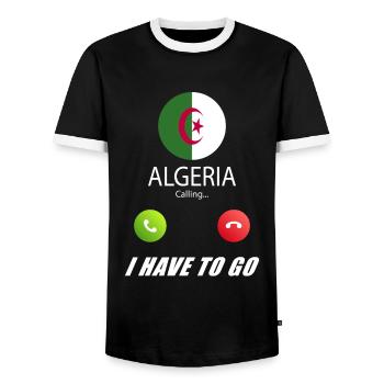 Algeria calls lusiger flags saying - Men's Ringer Shirt - black/white - Front - AI Model Female 172 light (172cm) & AI Model Male 178 light (178cm)