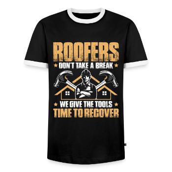Dachdecker Dachdeckerei Dachdecken Roofer Roofing - Men's Ringer Shirt - black/white - Front - AI Model Female 172 light (172cm) & AI Model Male 178 light (178cm)