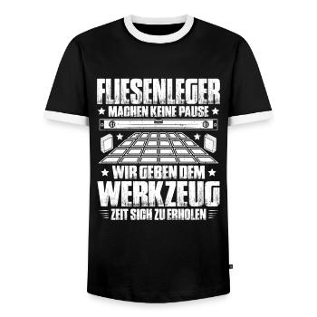 Fliesenleger Plattenleger Mosaikleger Floor Tiler - Männer Kontrast-T-Shirt - Schwarz/Weiß - Vorne - AI Model Female 172 light (172cm) & AI Model Male 178 light (178cm)