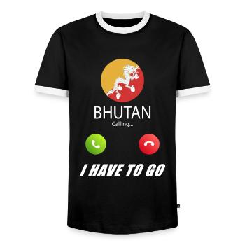 Bhutan calls lusiger flags saying - Men's Ringer Shirt - black/white - Front - AI Model Female 172 light (172cm) & AI Model Male 178 light (178cm)