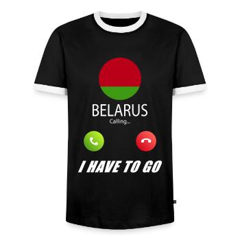 Belarus calls to Lusiger flags - Men's Ringer Shirt - black/white - Front - AI Model Female 172 light (172cm) & AI Model Male 178 light (178cm)