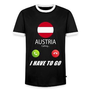 Austria calls to Lusiger flags slogan - Men's Ringer Shirt - black/white - Front - AI Model Female 172 light (172cm) & AI Model Male 178 light (178cm)